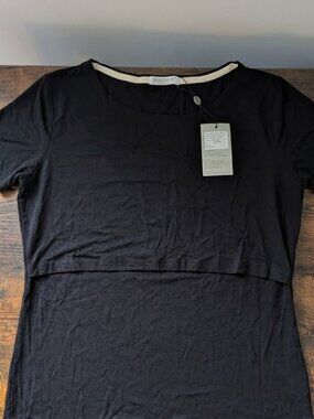 5/25$ NWT SMALLSHOW Black Nursing Maternity Double Layer Breastfeeding Size L